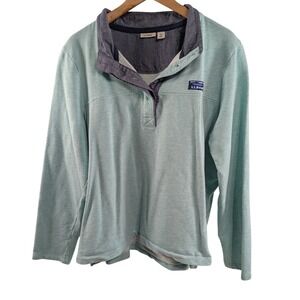 L.L. Bean Womens 100% Cotton Rubgy Pullover Sweatshirt XLP Aqua Outdoor Coastal